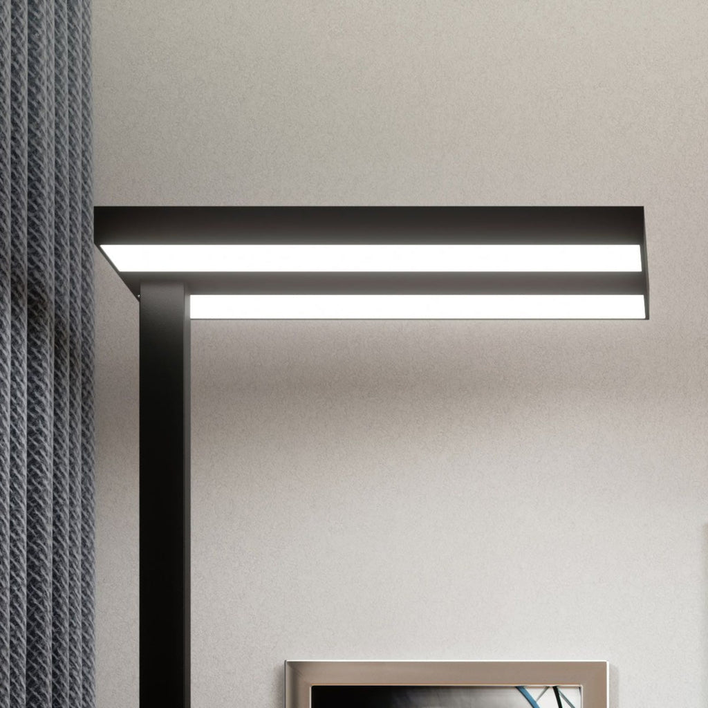 LED kontor-gulvlampe Logan Basic dimbar svart 60W detalj av dimmer