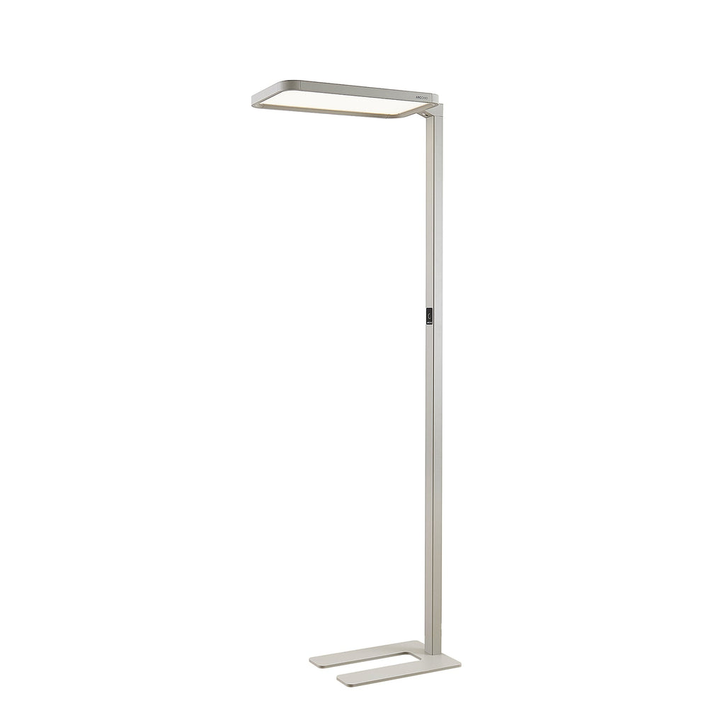 LED kontor-gulvlampe Nelus Neo dimbar med sensor sølv med lys på