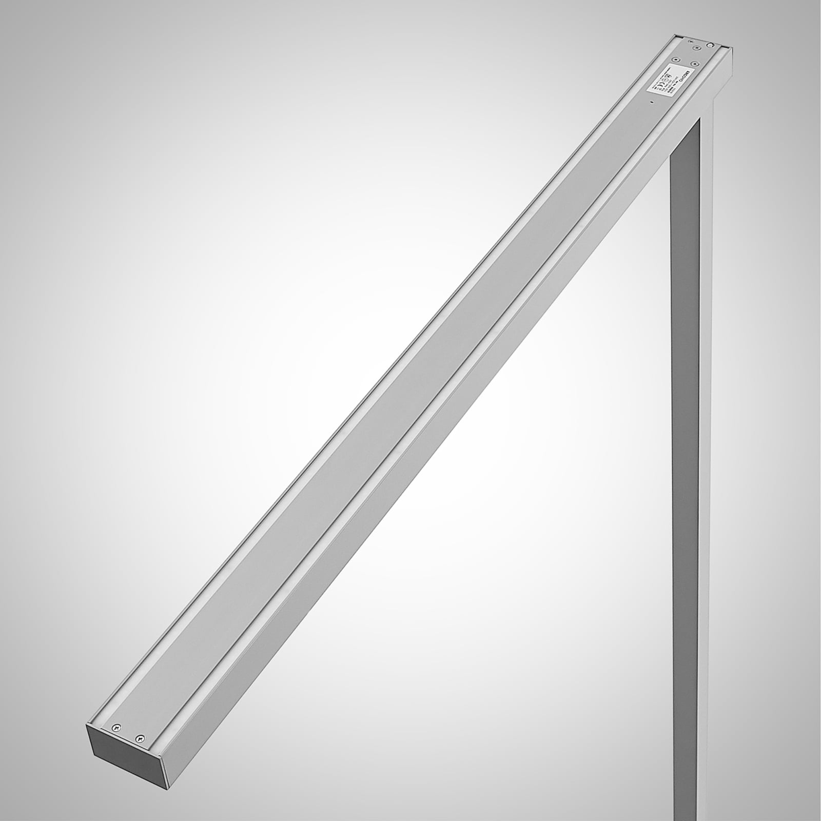 LED kontor-gulvlampe Tamilo sølv metall oversikt fra siden