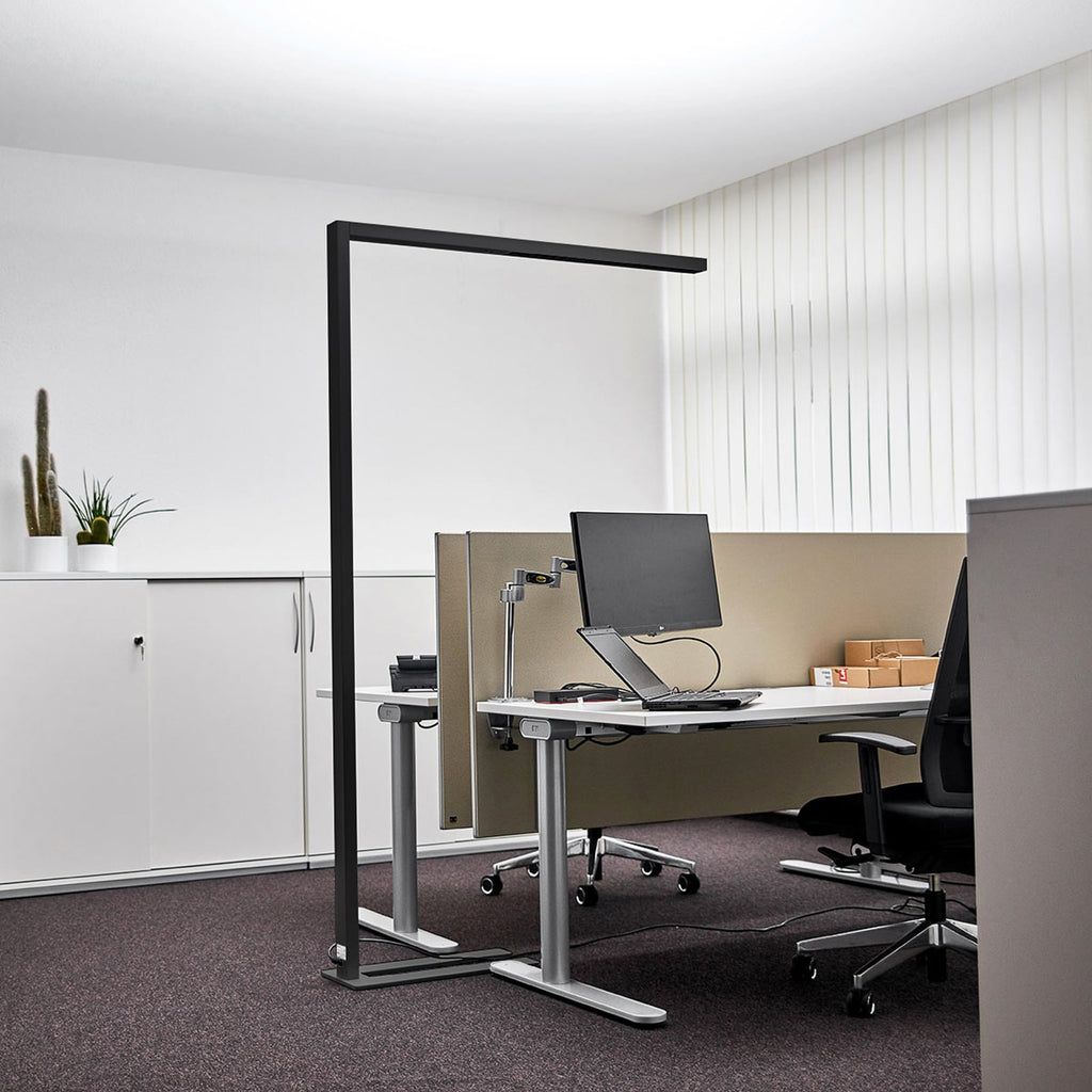 LED kontorgulvlampe Jolinda 2er-sett svart helhetlig visning