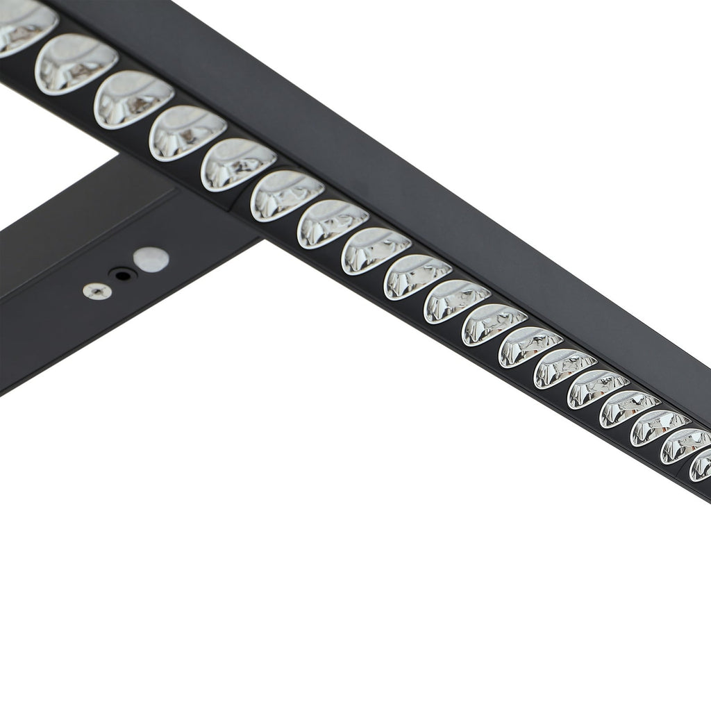 LED kontorgulvlampe Jolinda T-form svart dimbar med bevegelsessensor helhetsbilde