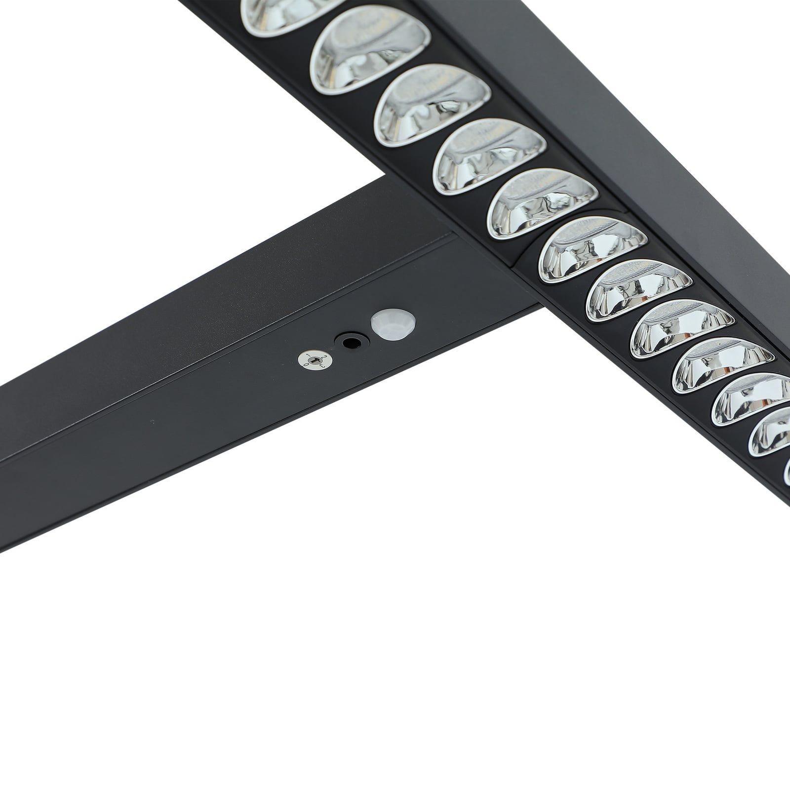 LED kontorgulvlampe Jolinda T-form svart dimbar med bevegelsessensor bevegelsessensor detalj