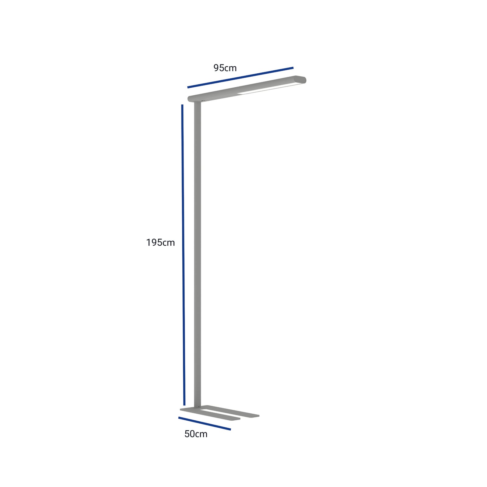 LED kontorgulvlampe MAULjet dimbar sølv 195 cm bakside