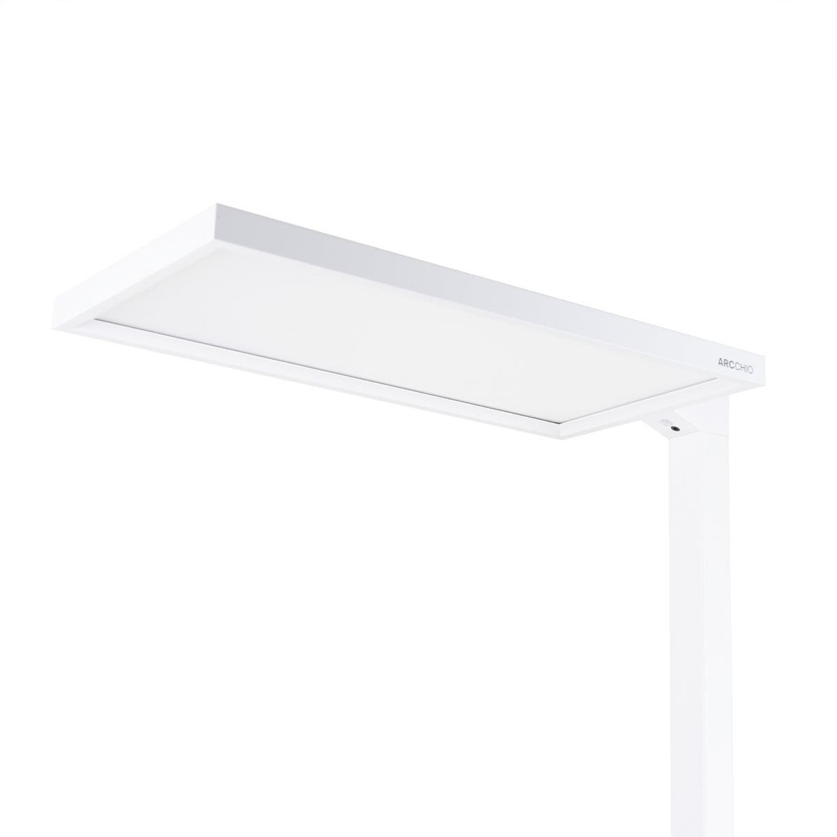 LED kontorgulvlampe Nelus hvit dimbar med bevegelsessensor nærbilde av fot