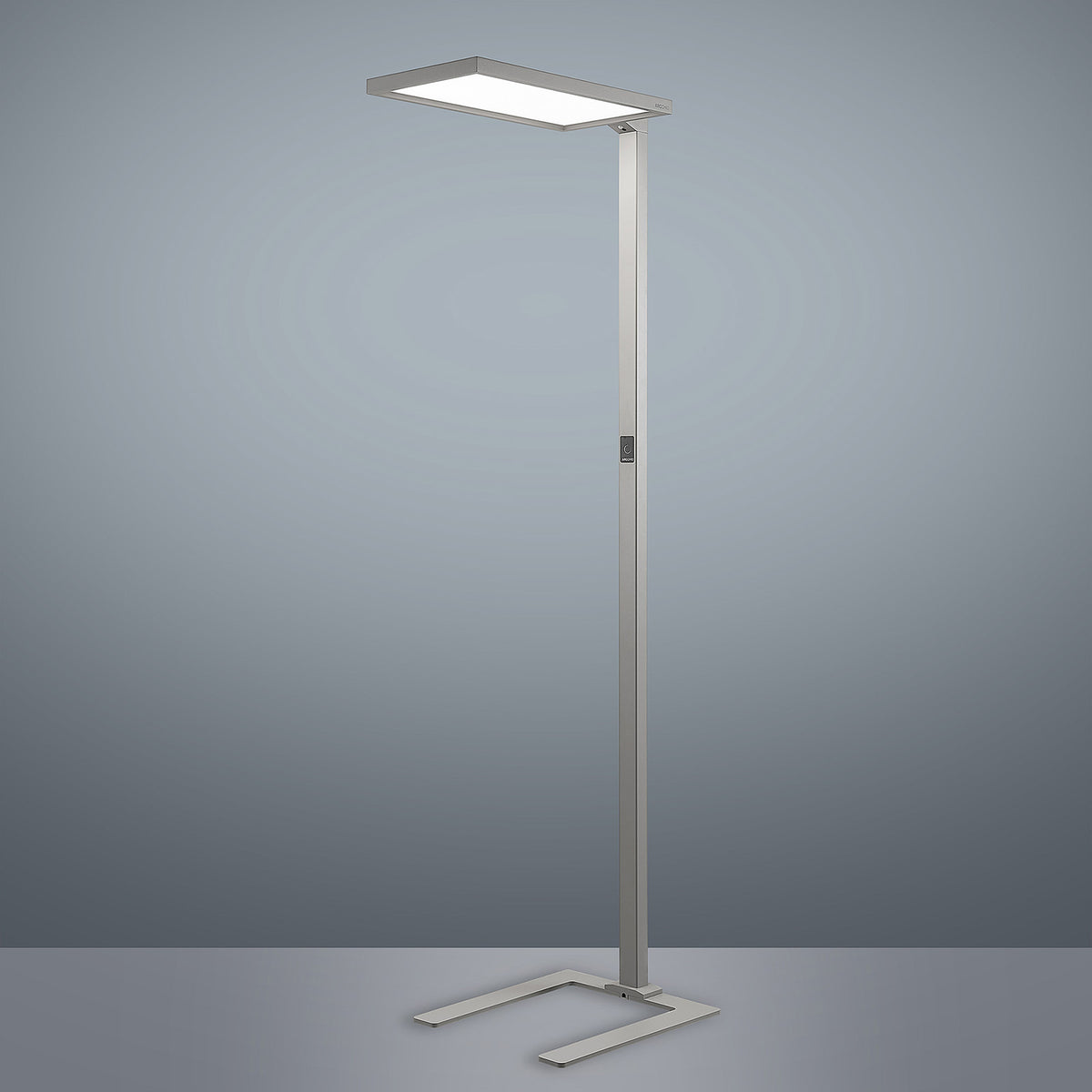 LED kontorgulvlampe Nelus sølv detalj av fot