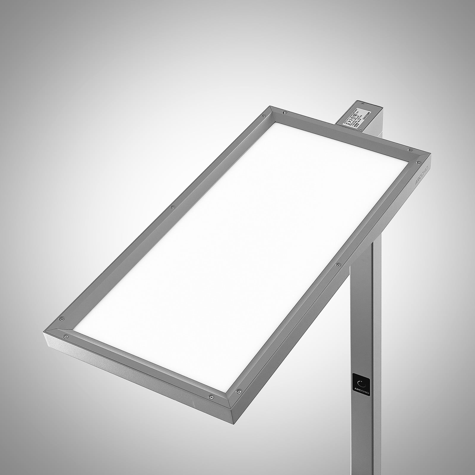 LED kontorgulvlampe Nelus sølv bevegelsessensor detalj