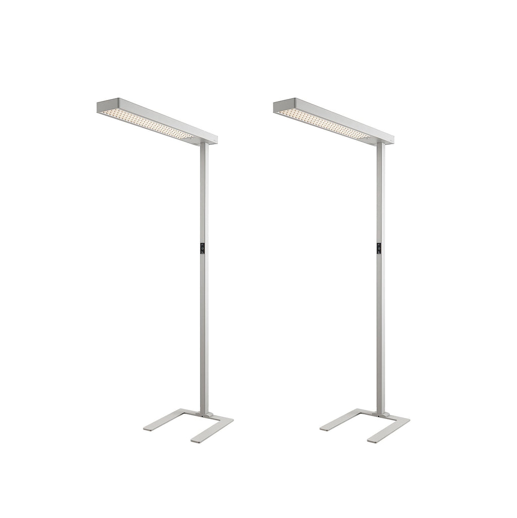 LED kontorgulvlampe Susi 2er-sett dimbar CCT med sensor sølv forfra
