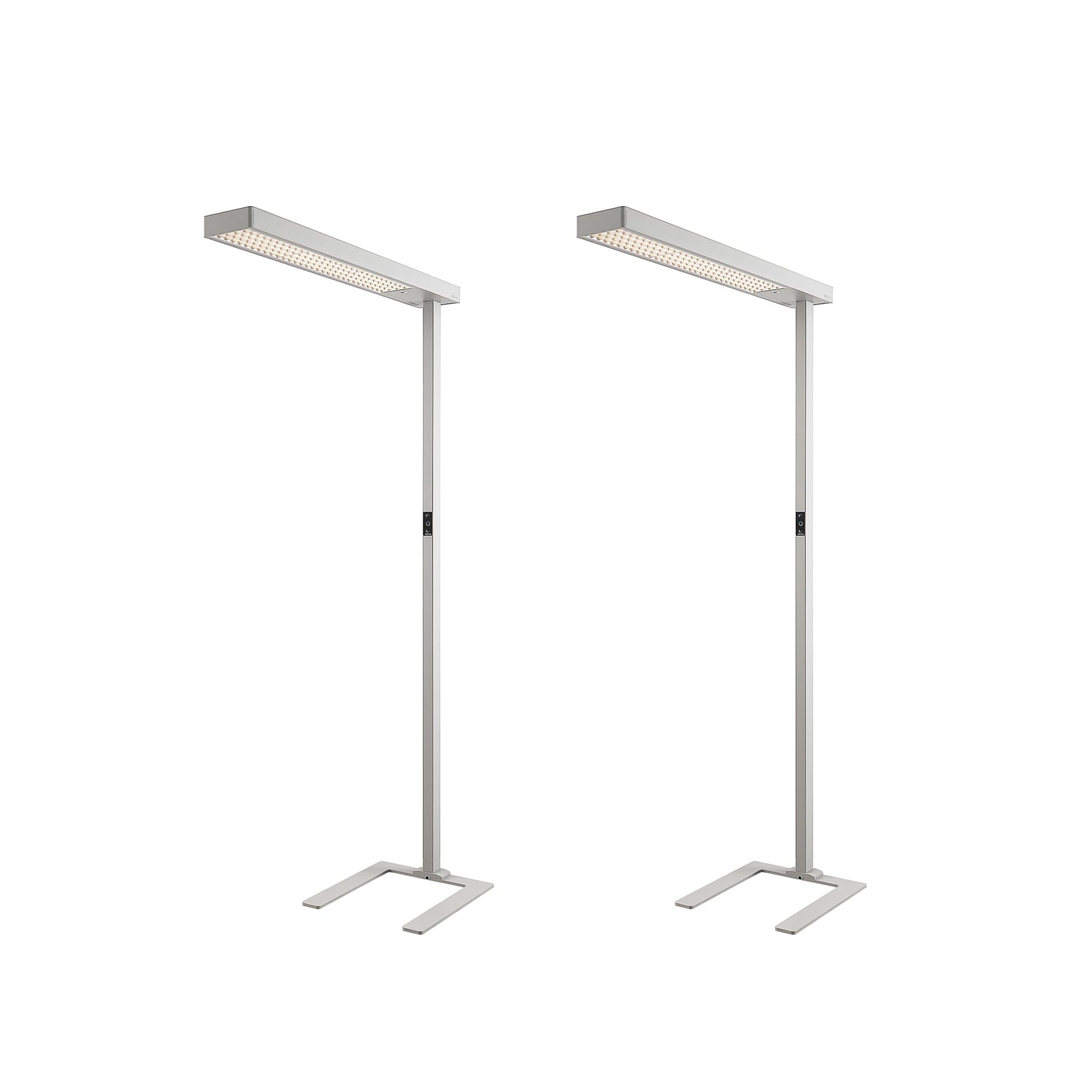 LED kontorgulvlampe Susi 2er-sett dimbar CCT med sensor sølv forfra