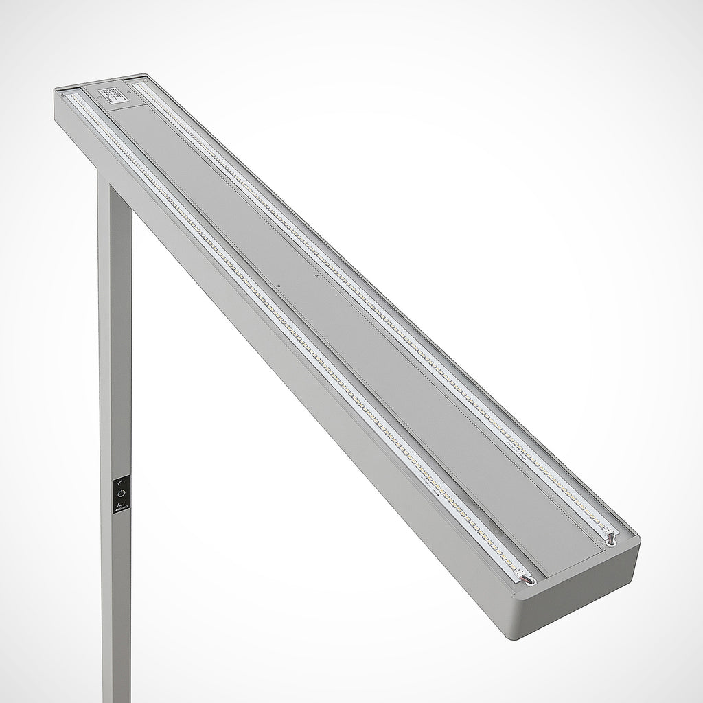 LED kontorgulvlampe Susi 2er-sett dimbar CCT med sensor sølv detalj av lampehode