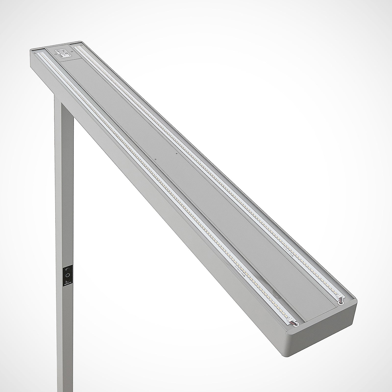 LED kontorgulvlampe Susi 2er-sett dimbar CCT med sensor sølv detalj av lampehode