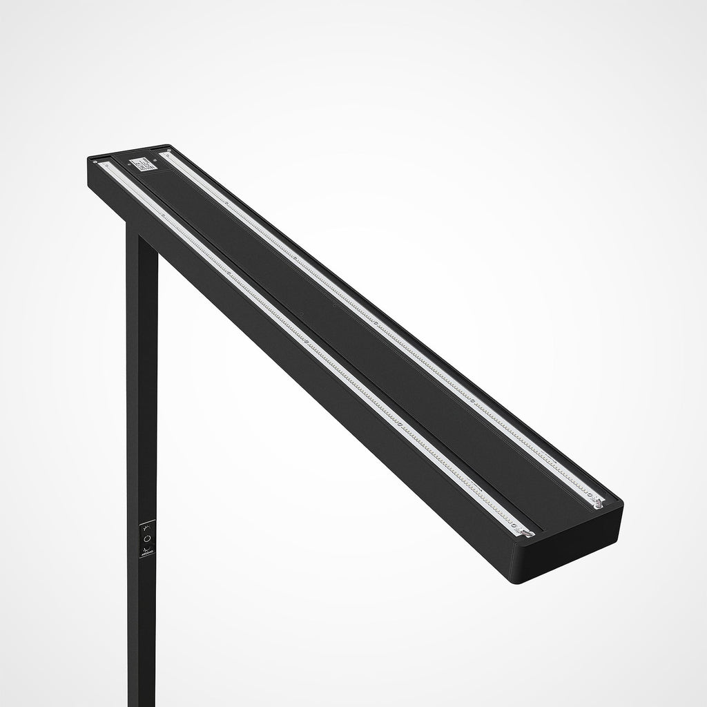 LED kontorgulvlampe Susi svart bevegelsessensor detalj