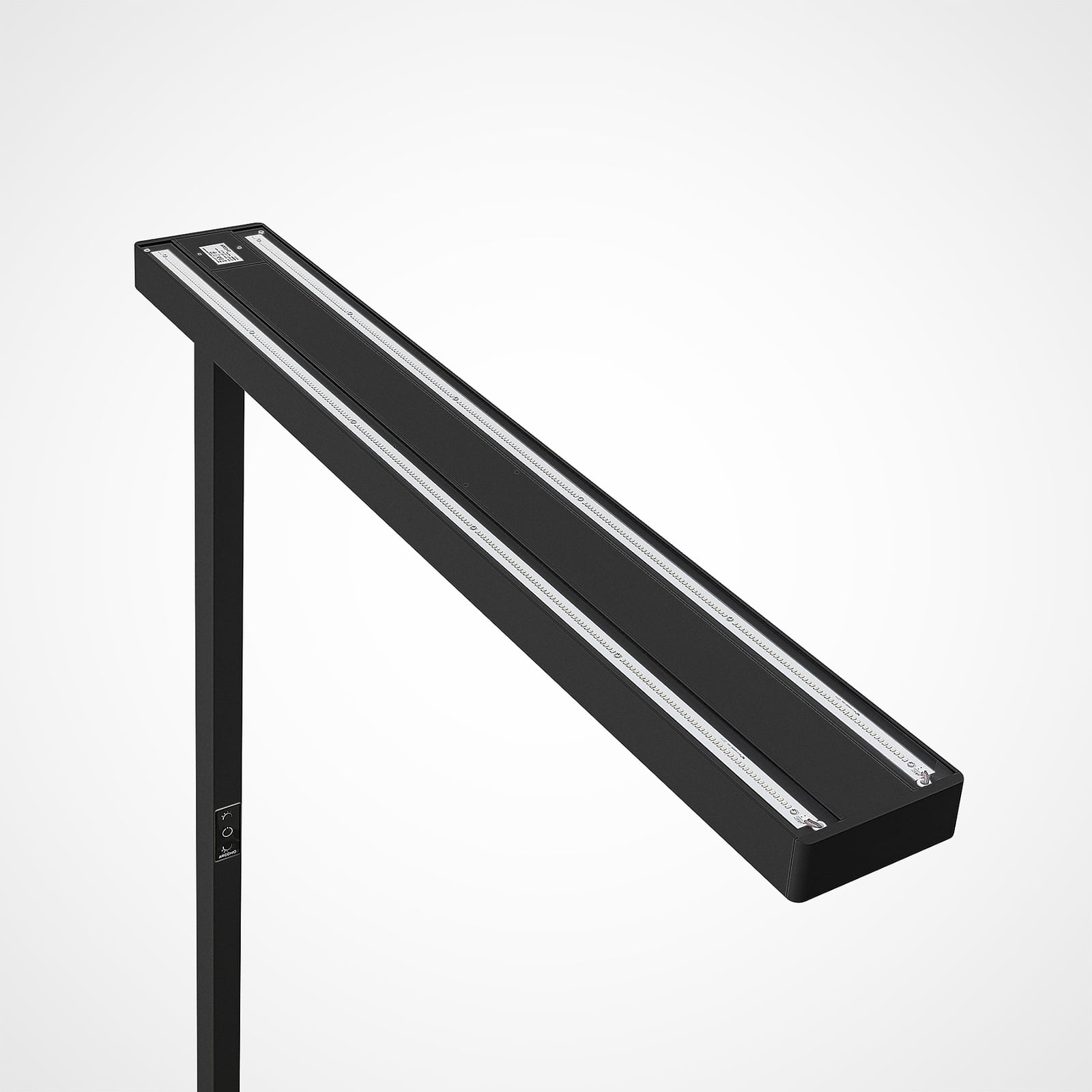LED kontorgulvlampe Susi svart bevegelsessensor detalj