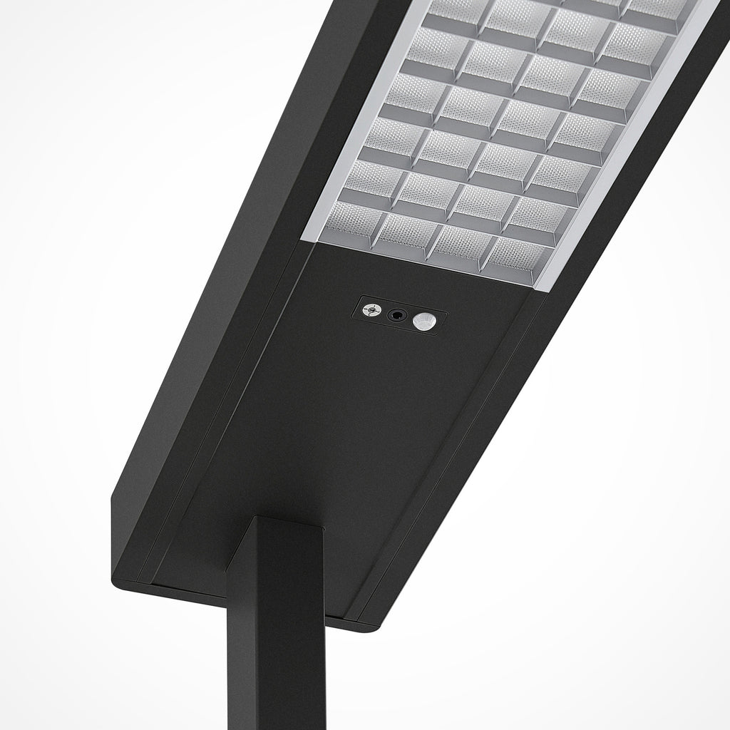 LED kontorgulvlampe Susi svart lysstyrke demonstrasjon