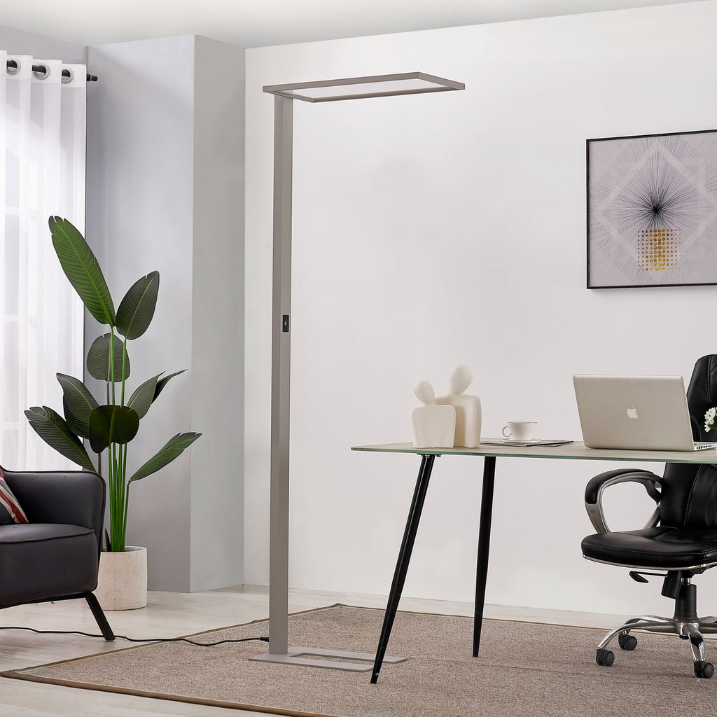 LED kontorgulvlampe Taronis dimbar 4000K sølv 195 cm bakside