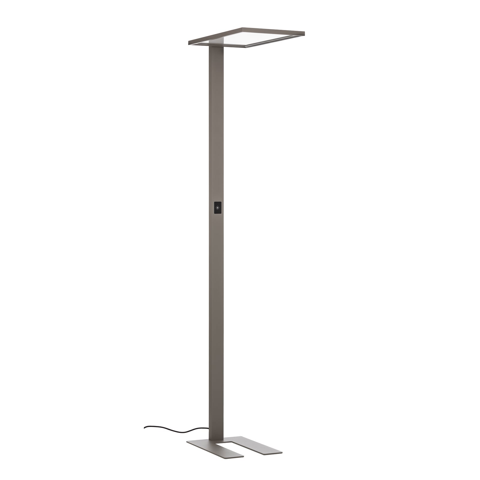 LED kontorgulvlampe Taronis dimbar 4000K sølv 195 cm detalj av touchdimmer