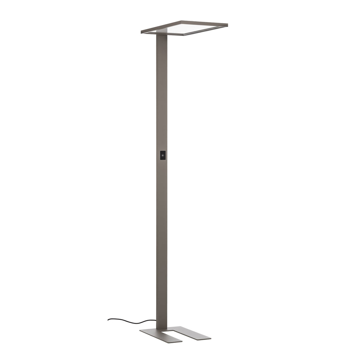 LED kontorgulvlampe Taronis dimbar 4000K sølv 195 cm detalj av touchdimmer