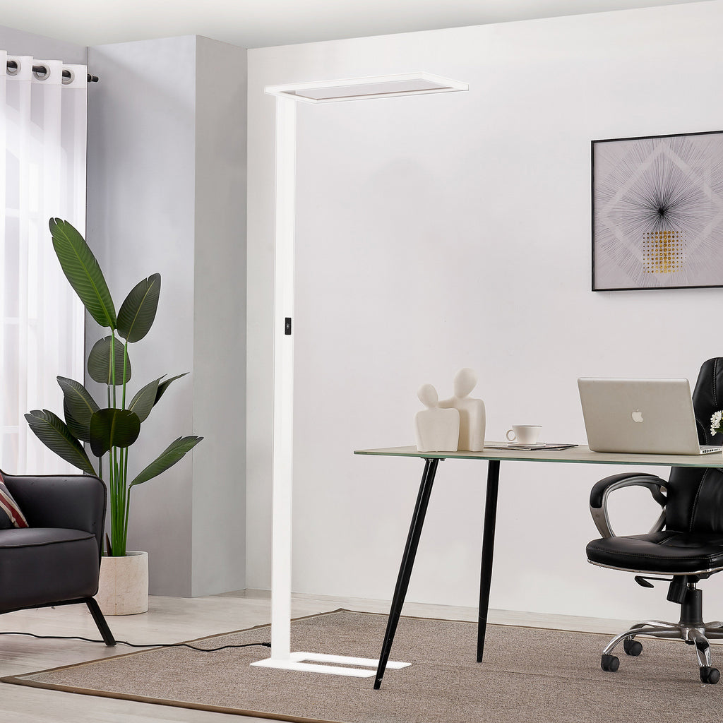 LED kontorgulvlampe Taronis hvit dimbar 55W 195 cm bakside