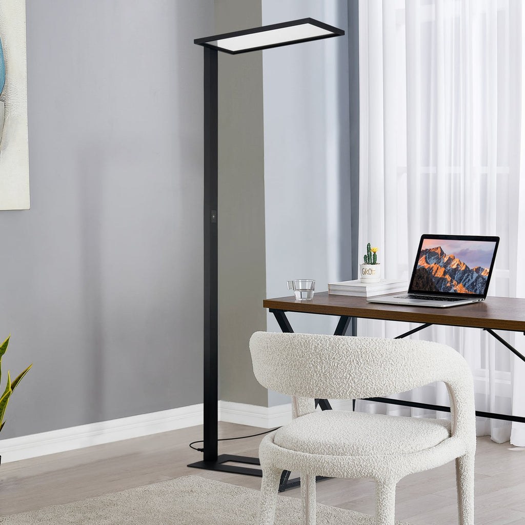 LED kontorgulvlampe Taronis svart dimbar 55W 4000K detalj touchdimmer