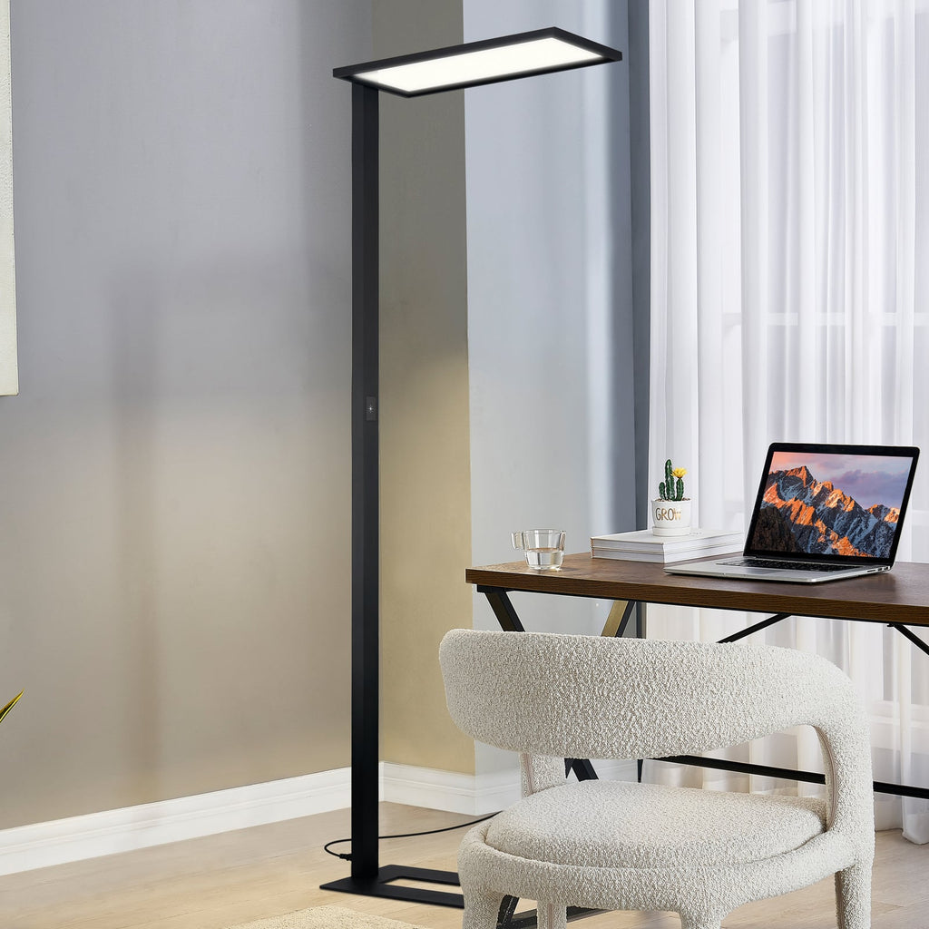 LED kontorgulvlampe Taronis svart dimbar 55W 4000K forfra
