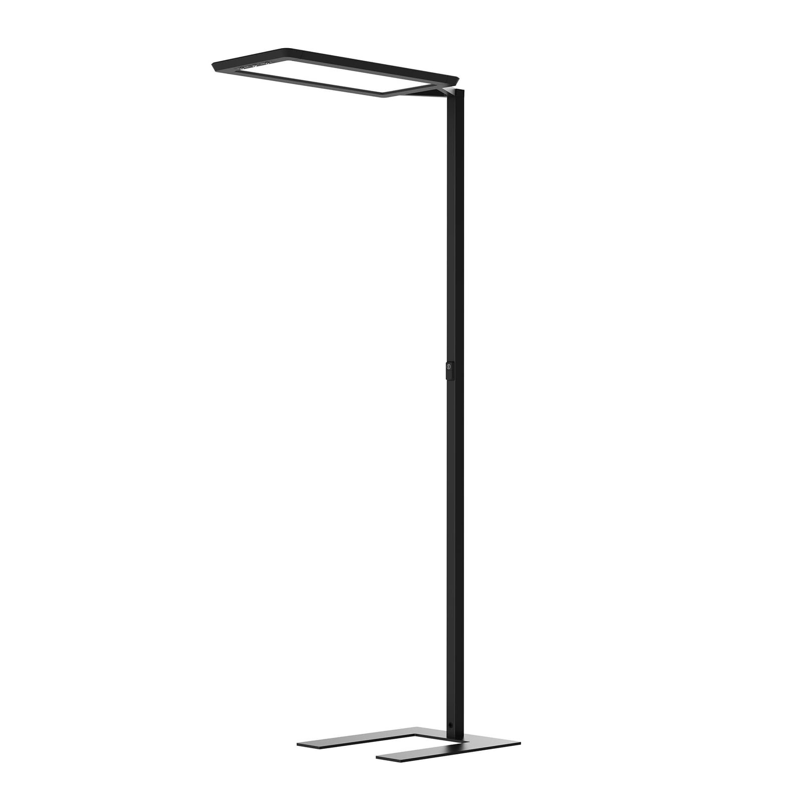 LED kontorgulvlampe Yara.single svart dimbar Bluetooth forfra