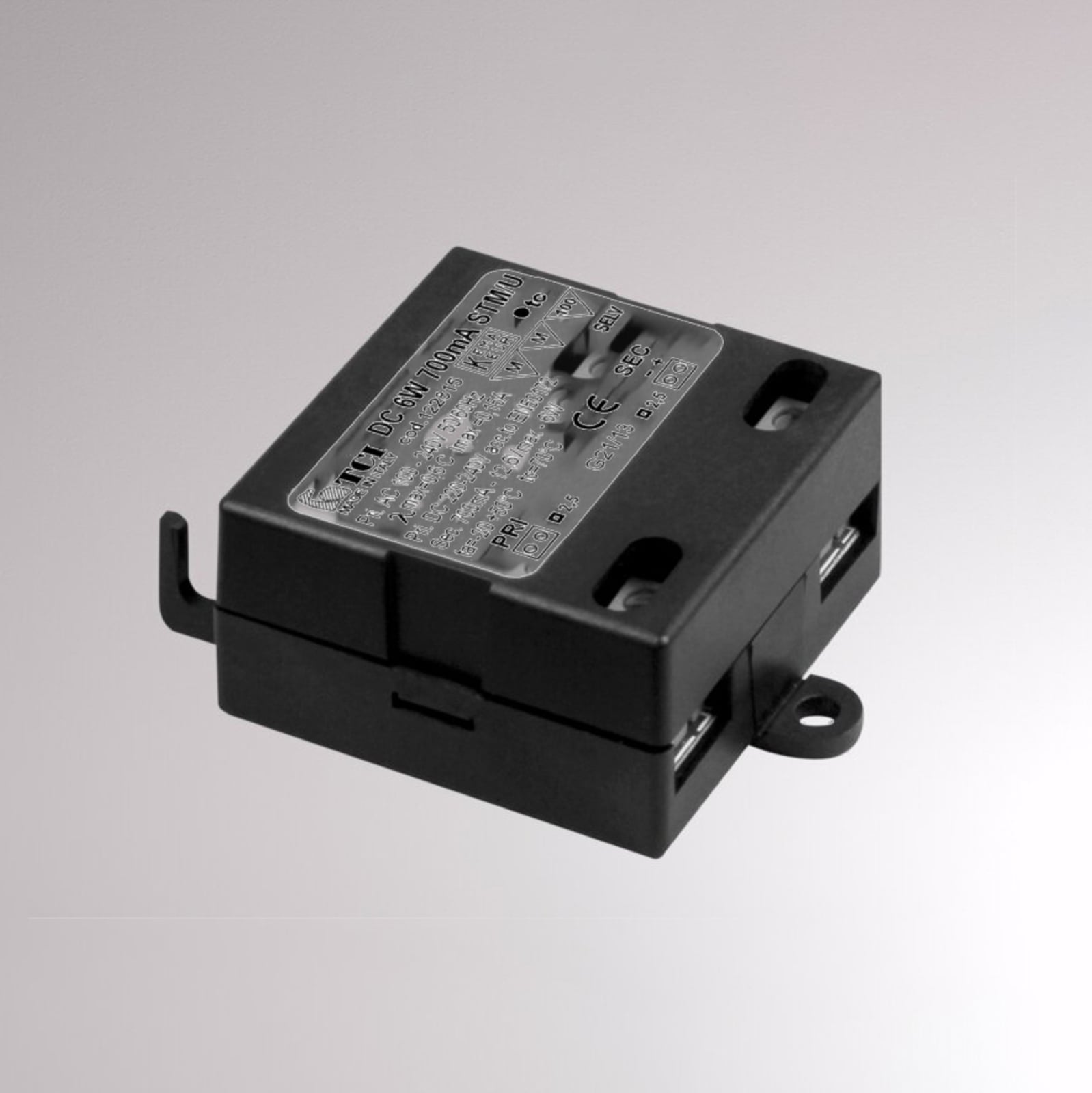 LED-konverter 6W 250mA konstantstrøm 230V AC IP20 - Molto Luce bakside