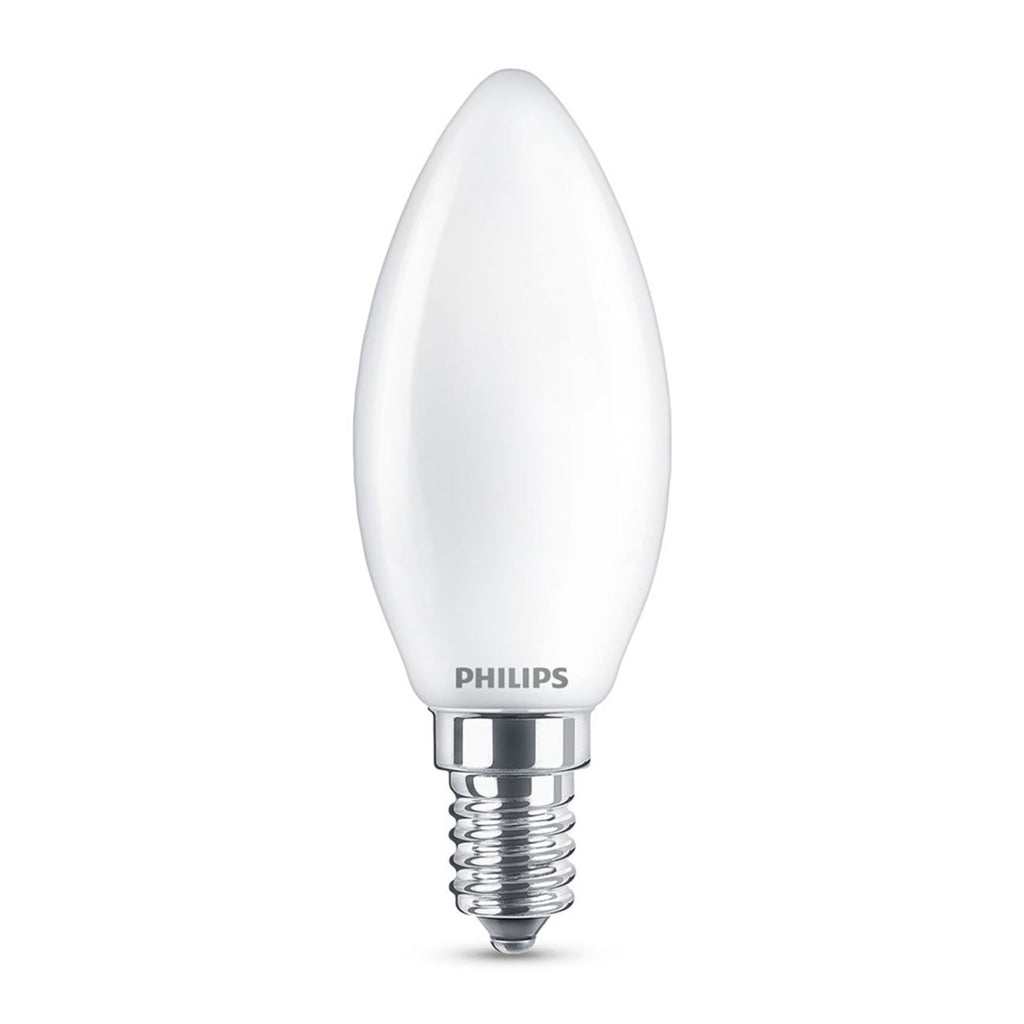LED kronelysform E14 3,4W WarmGlow matt dimbar Ra90 Philips forfra