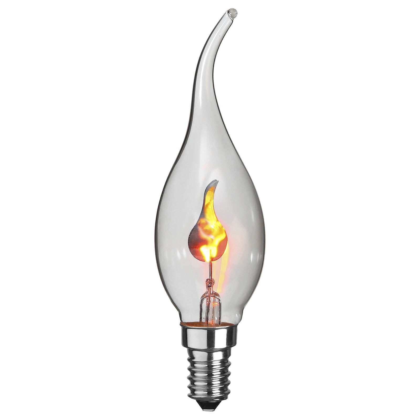 LED kronelysform E14 3W flammeeffekt klar - STAR TRADING forfra
