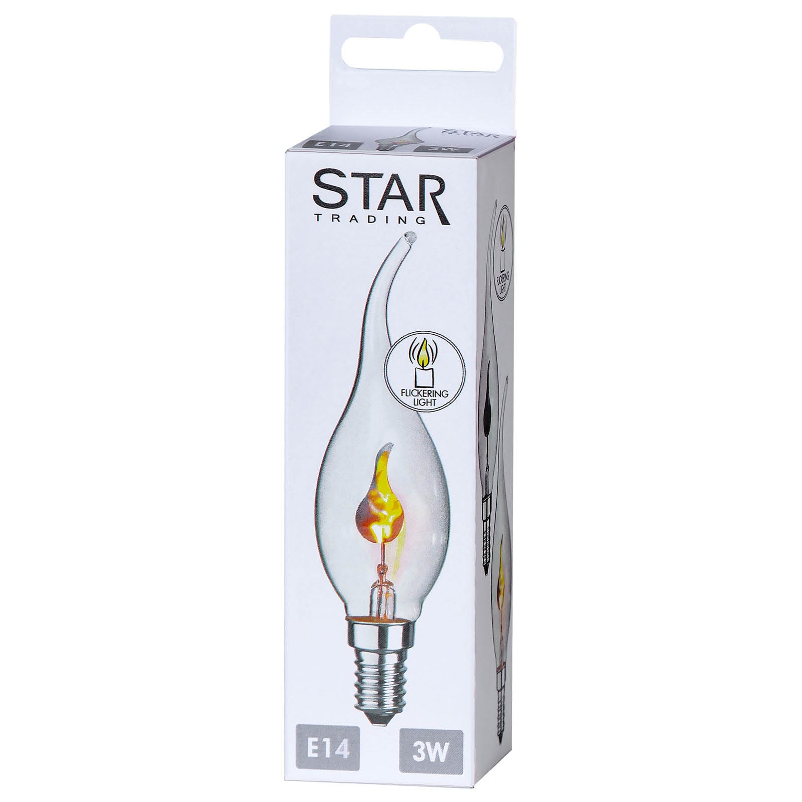 Montert LED kronelysform E14 3W flammeeffekt klar - STAR TRADING i lysekrone