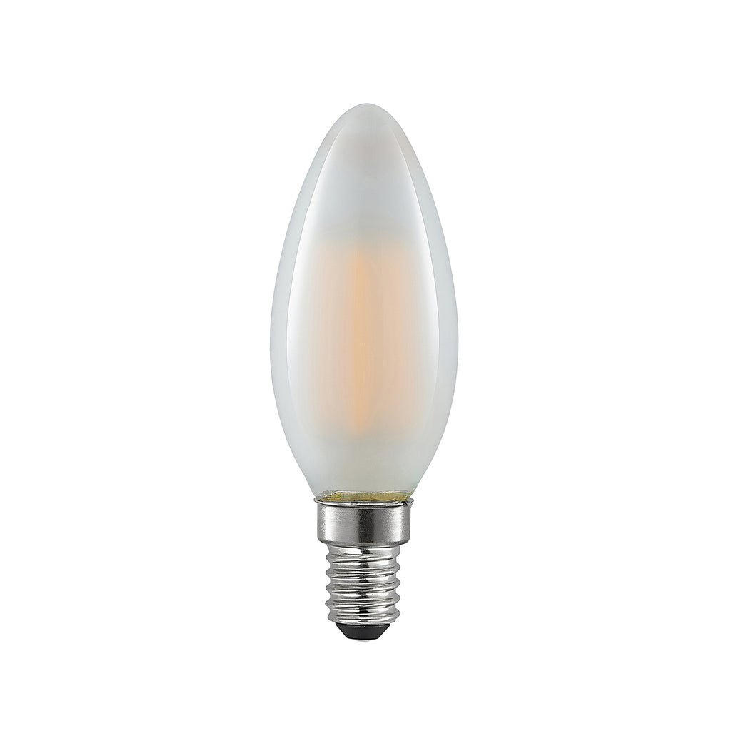 LED kronelysform E14 4W 2700K dimbar matt 5-pakning bakside