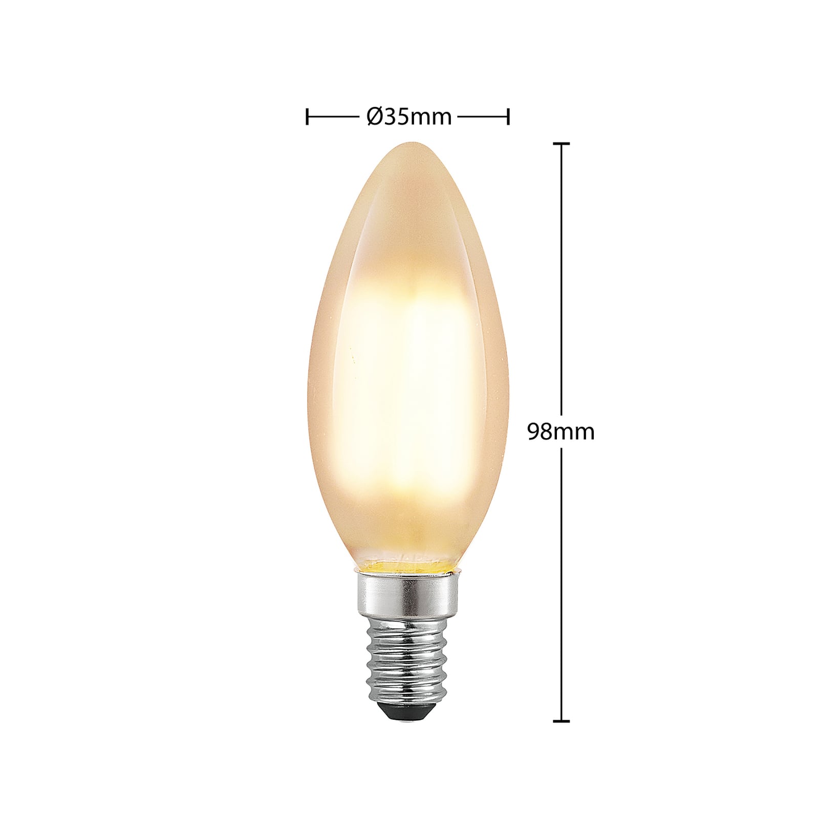 LED kronelysform E14 4W 2700K dimbar matt detalj av glass