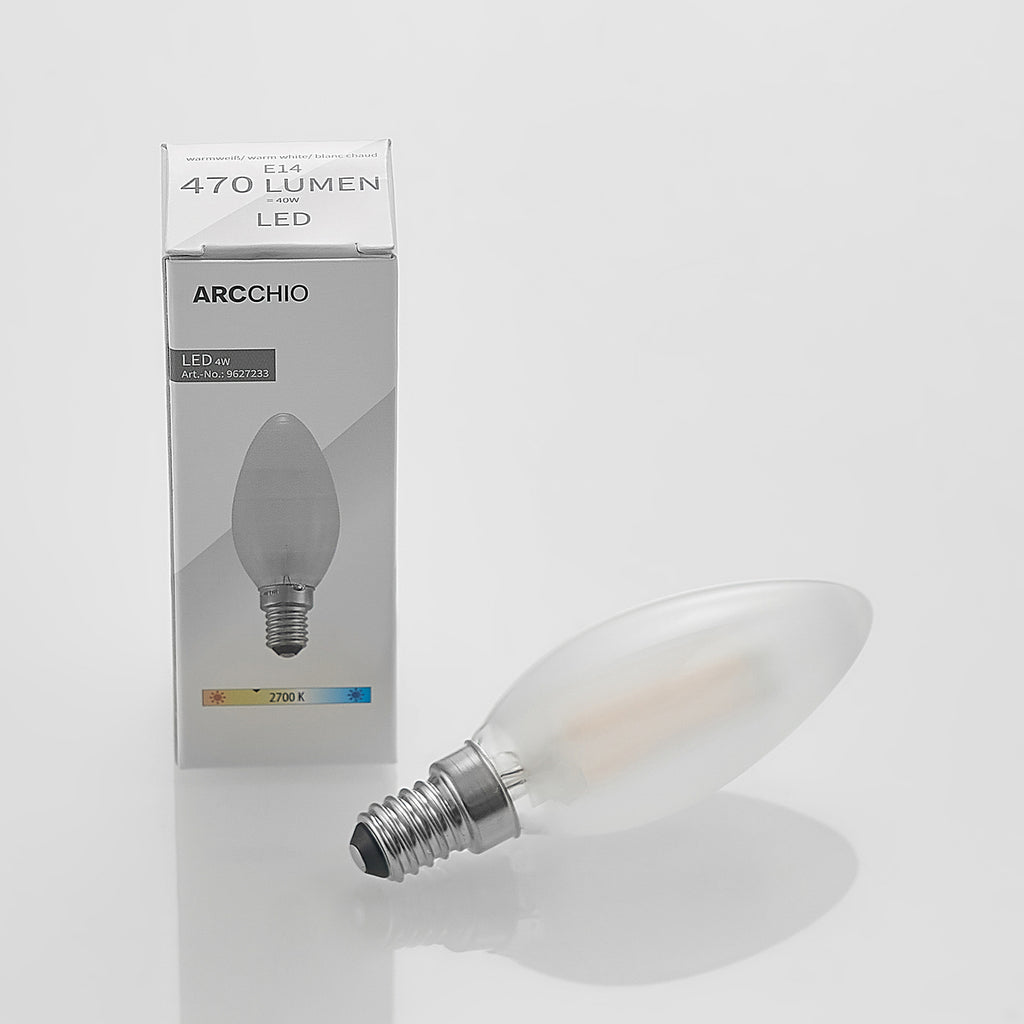 LED kronelysform E14 4W 2700K dimbar matt pærer pakket