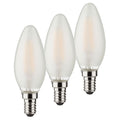 LED kronelysform E14 4W 2700K matt 3-pack forfra