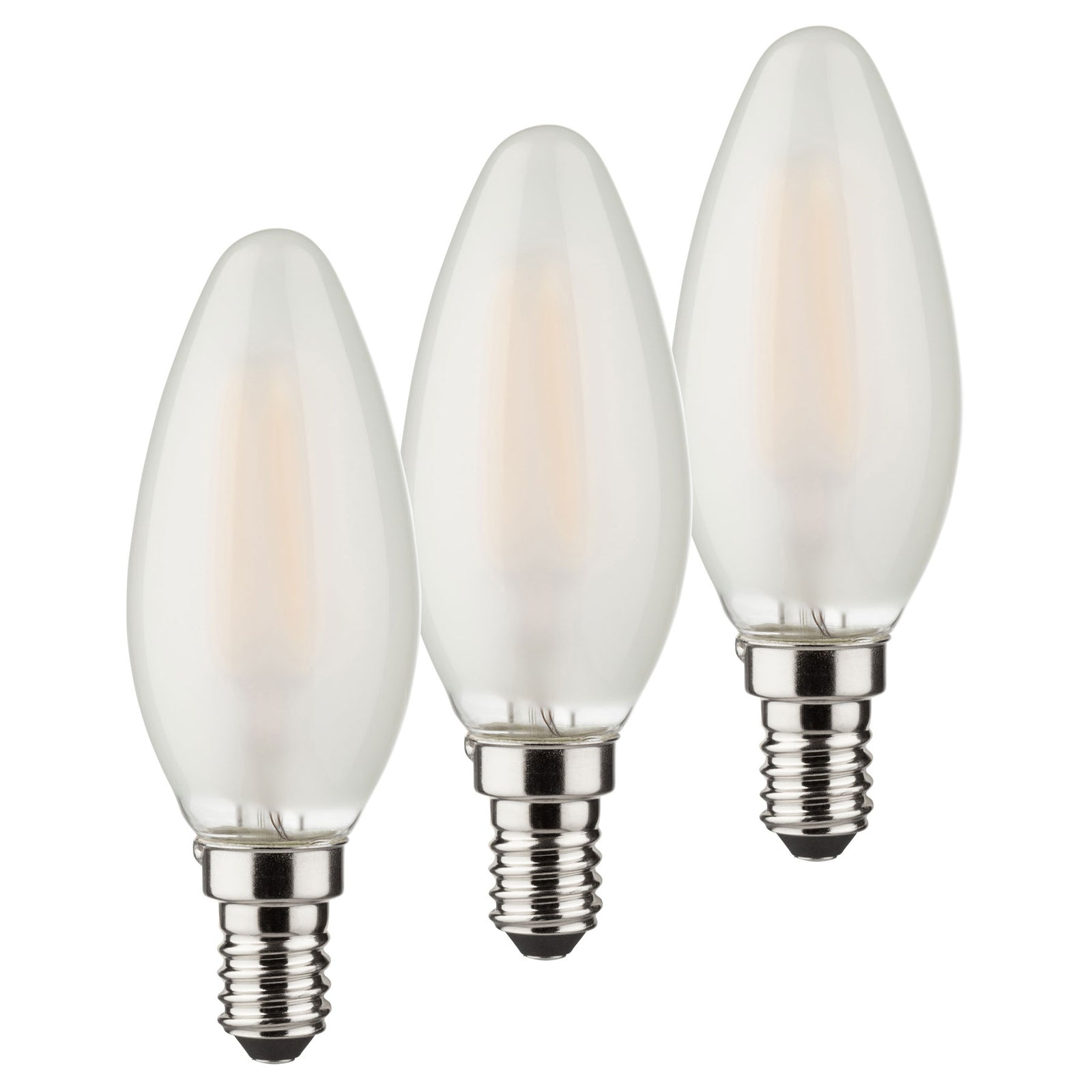 LED kronelysform E14 4W 2700K matt 3-pack forfra