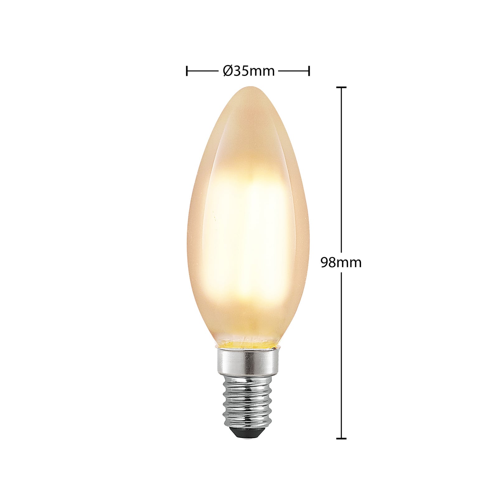 LED kronelysform E14 4W matt 2700K dimbar 470lm Arcchio bakside