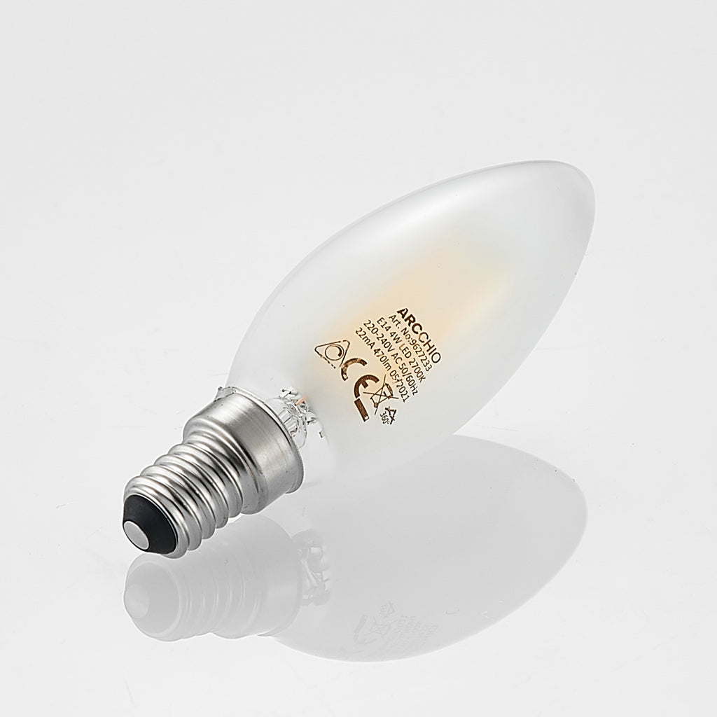 Detalj av LED kronelysform E14 4W matt 2700K dimbar 470lm Arcchio