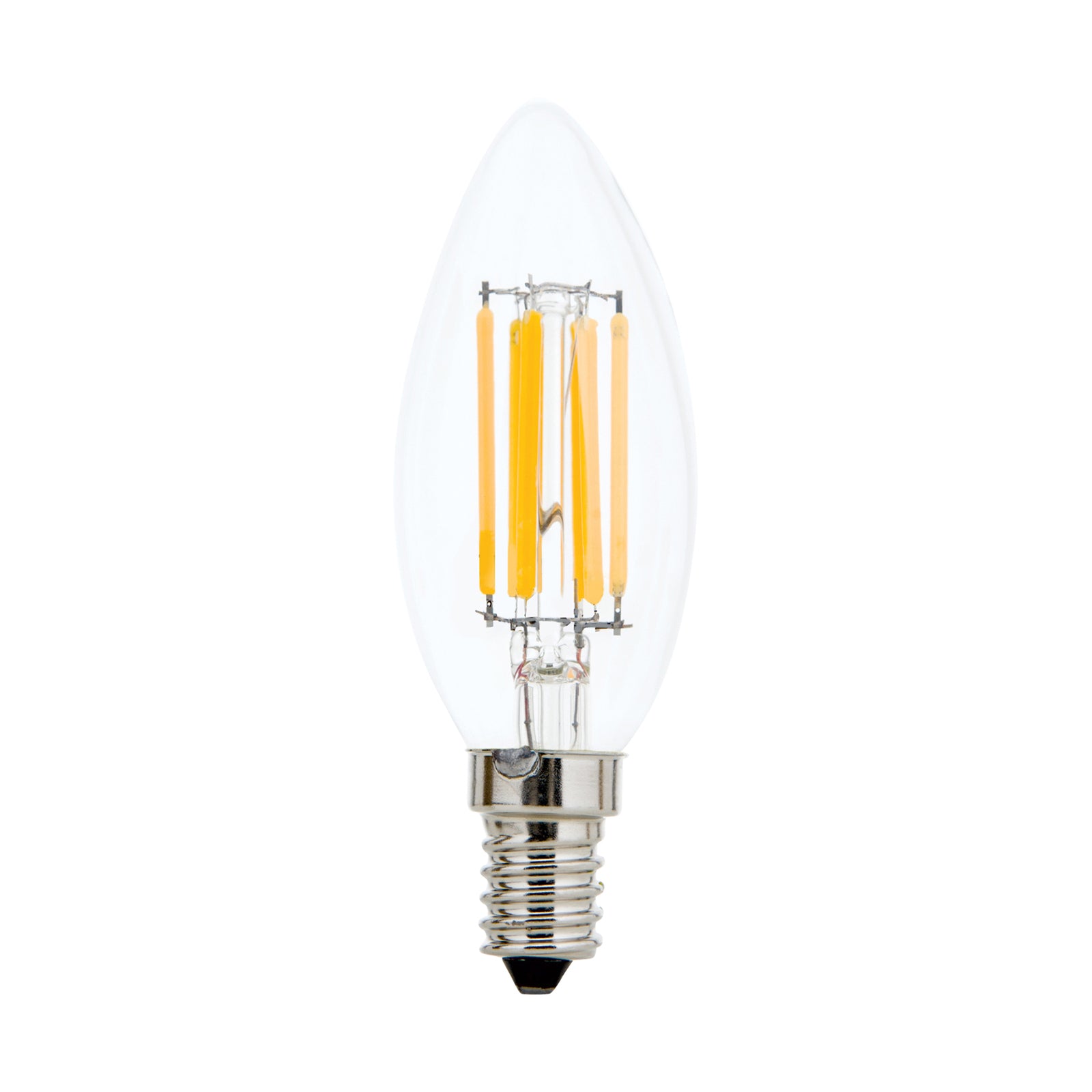 LED kronelysform filamentpære E14 5W 2700K klar dimbar - ORION bakside