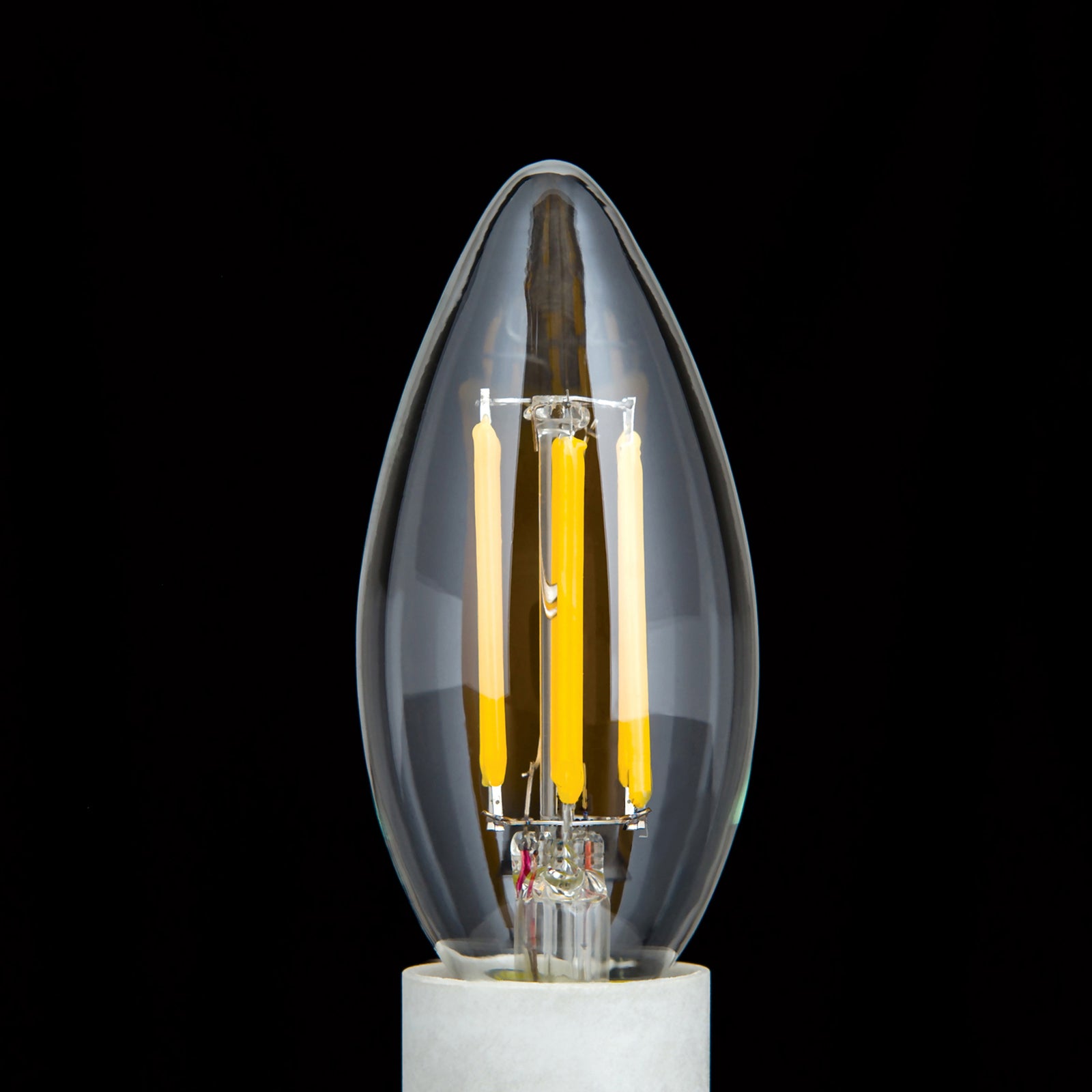 Detalj av LED kronelysform filamentpære E14 5W 2700K klar dimbar - ORION
