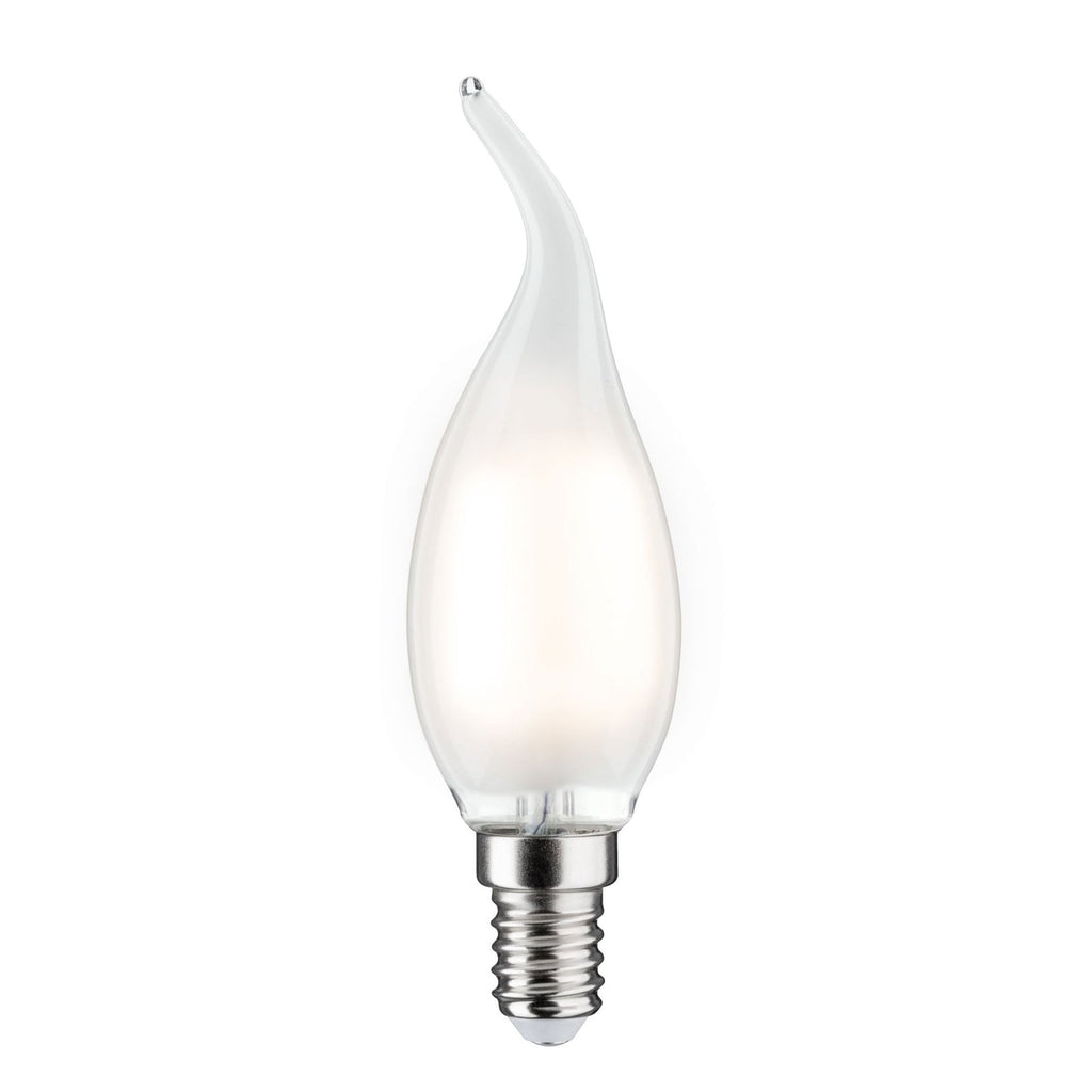 LED kronelysformet pære E14 2,6W 2700K satinert glass Paulmann forfra