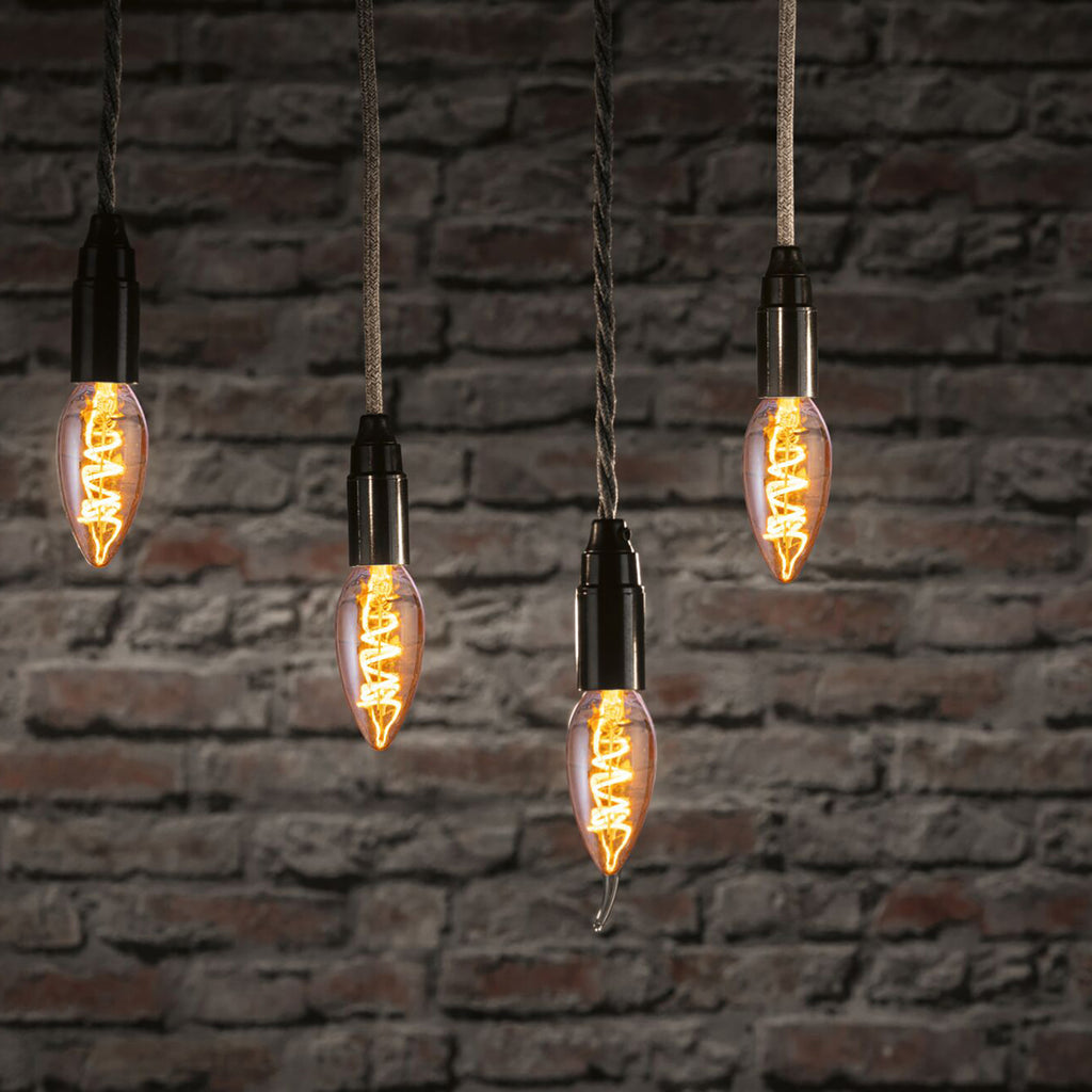 Detalj av LED kronelysformet pære E14 4W 1800K dimbar gull vintage - Paulmann