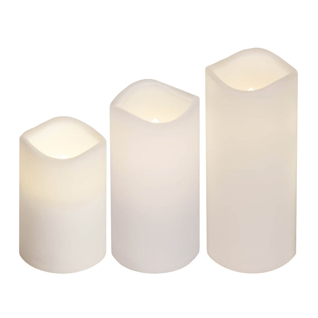 LED-kubbelys 3-pk utendørs hvit plast med fjernkontroll detalj