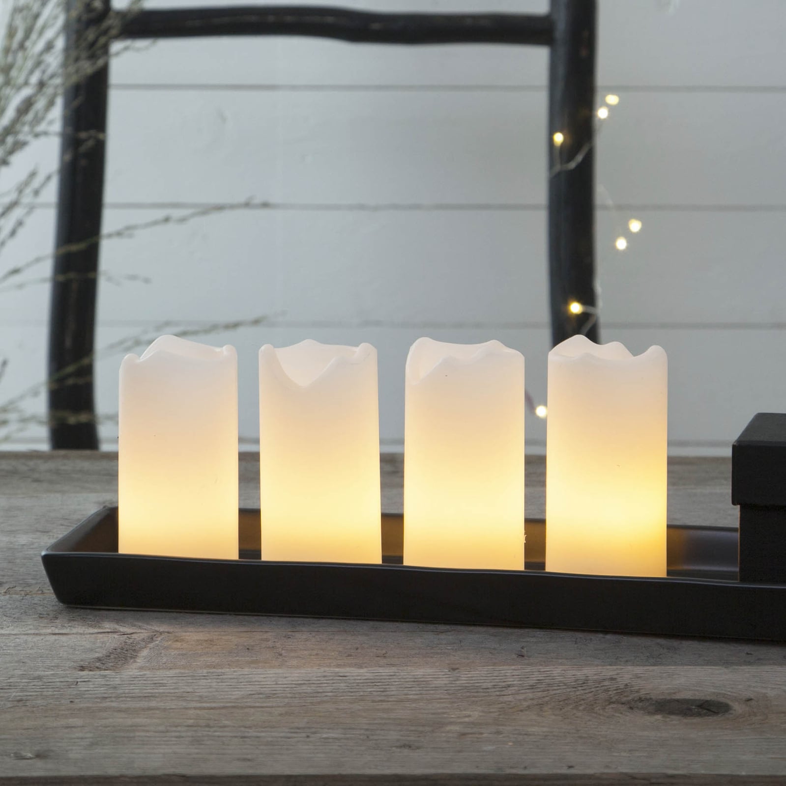 LED-kubbelys Candle 4-er sett med fjernkontroll hvit forfra