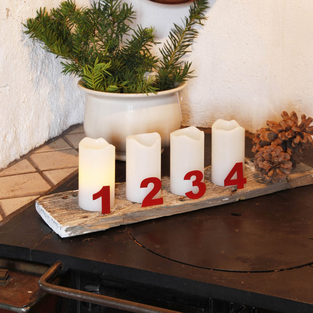 Bakside av LED-kubbelys Candle 4-er sett med fjernkontroll hvit