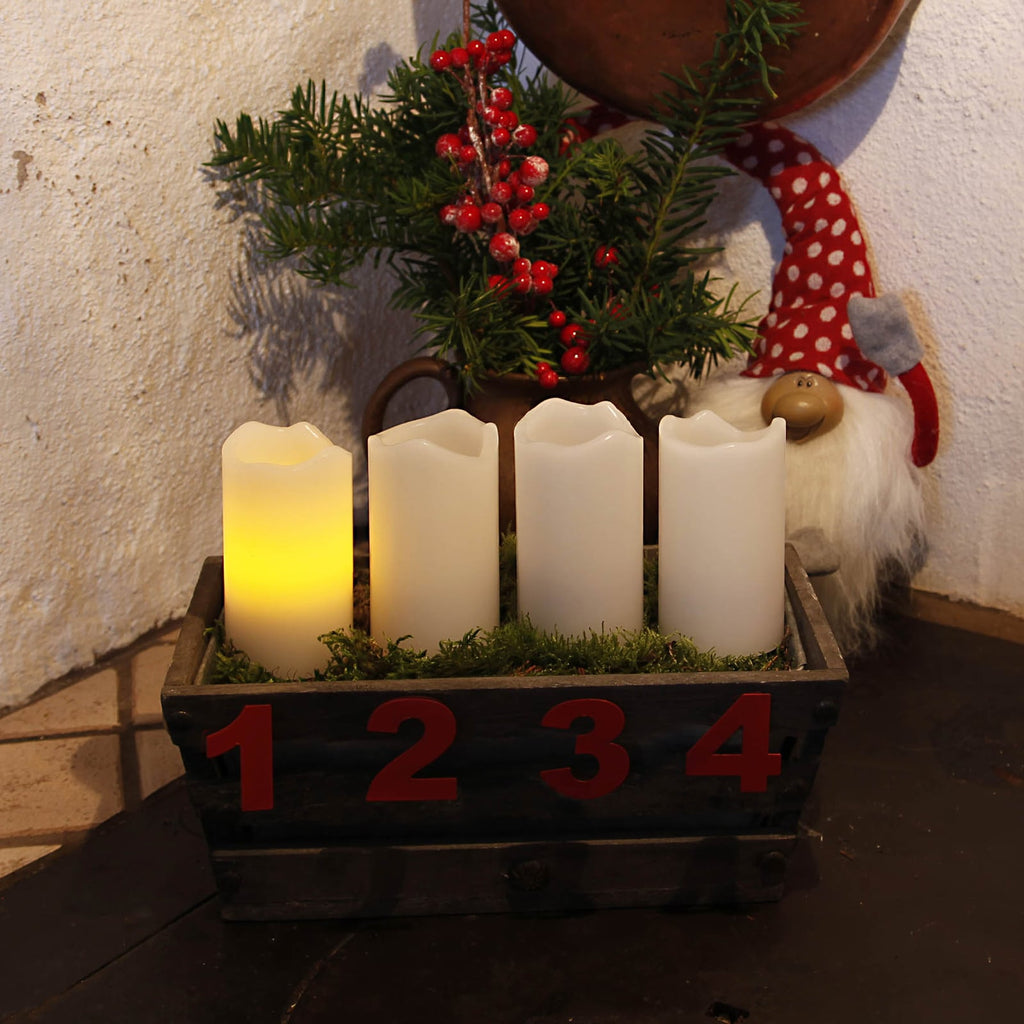 Detalj av LED-kubbelys Candle 4-er sett med fjernkontroll hvit
