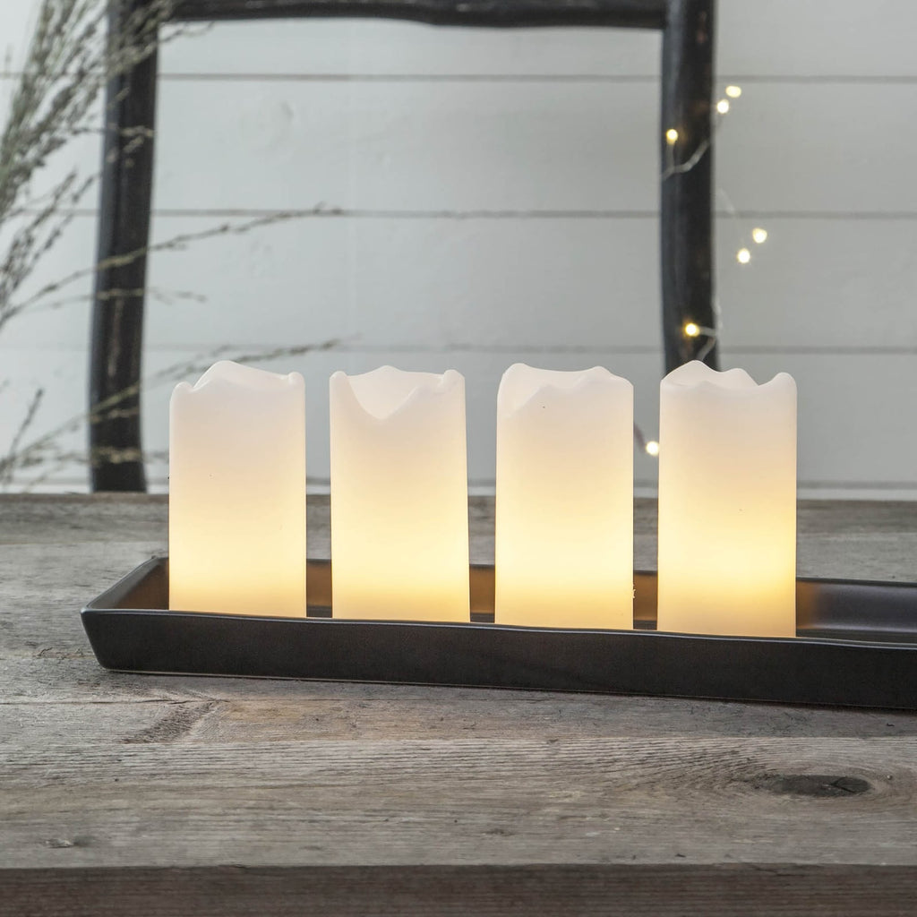 LED-kubbelys Candle 4-er sett med fjernkontroll hvit med batterier