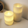 LED-kubbelys Cosy Feather Candle 2-pk grå vokset forfra