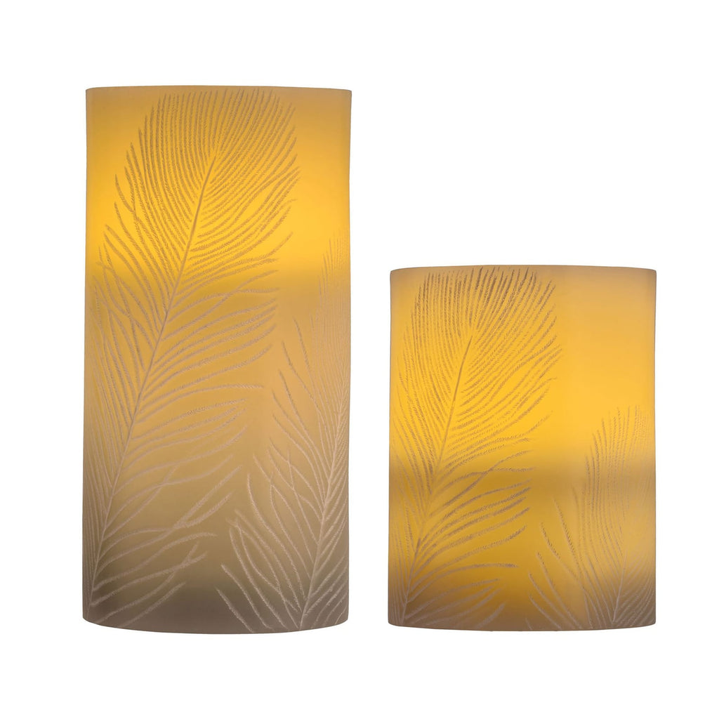 LED-kubbelys Cosy Feather Candle bakside med bryter