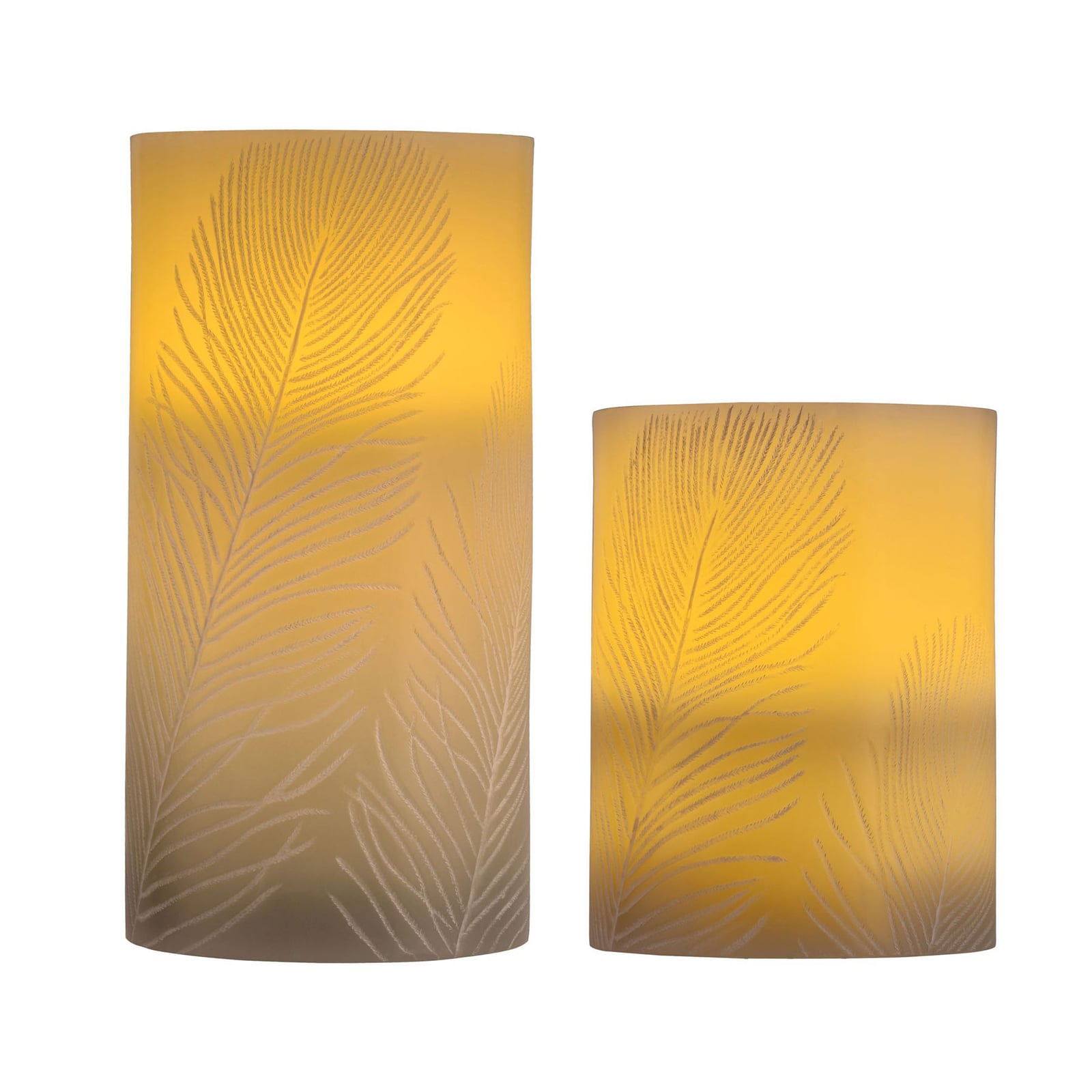 LED-kubbelys Cosy Feather Candle bakside med bryter