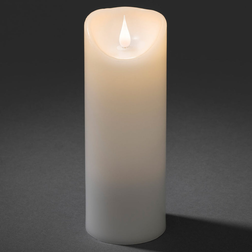 LED-kubbelys ekte voks hvit 3D-flamme 20,5 cm timer bakside