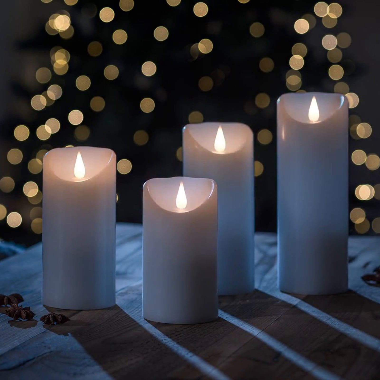 LED-kubbelys ekte voks hvit 3D-flamme 20,5 cm timer nærbilde av bryter