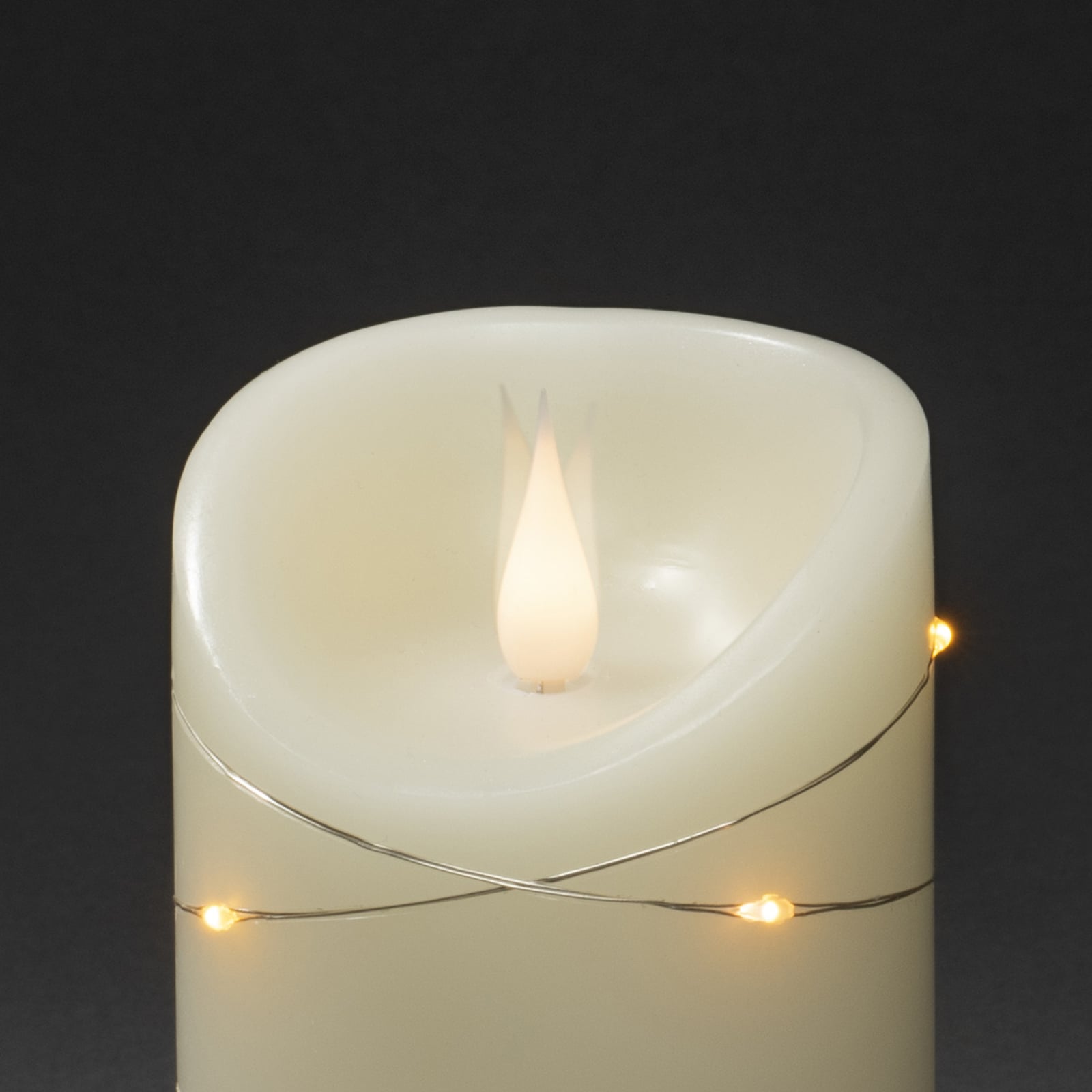 LED-kubbelys ekte voks hvit med timer 14 cm detalj av lysflamme